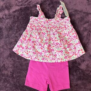 Floral Top and Pink Shorts Set